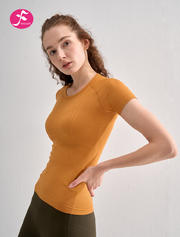 【SY145】秋橙 圆领运动修身 透气薄款弹力短袖T恤上衣