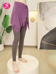 【紫罗兰】瑜伽一片裙防走光披肩系遮臀裙罩网纱外搭健身运动半身裙