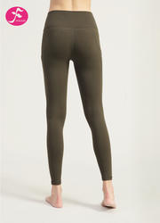 【KZ038橄榄绿色】  V字侧口袋提臀版   5.0裸感面料瑜伽裤| 五代裤| 裸感裤