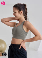 【SY285钛灰 】高强度运动一体式固定胸垫防震防下垂活动扣瑜伽BRA上衣