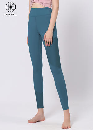 【K987】夏季蜂窝网纱瑜伽裤不对称拼接长裤L码