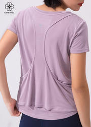 【Y989紫色】S/M/L现货  一梵logo丝印假两件罩衫上衣
