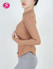 【W516蔷薇粉】柔感修身显瘦拉链开衫针织立领运动外套