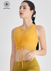【Y1019】绑带随心设计时尚瑜伽服上衣 琥珀黄