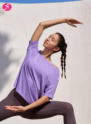 【SY211紫色】轻盈裸感夏季薄款透气速干宽松短袖T恤女运动瑜伽上衣