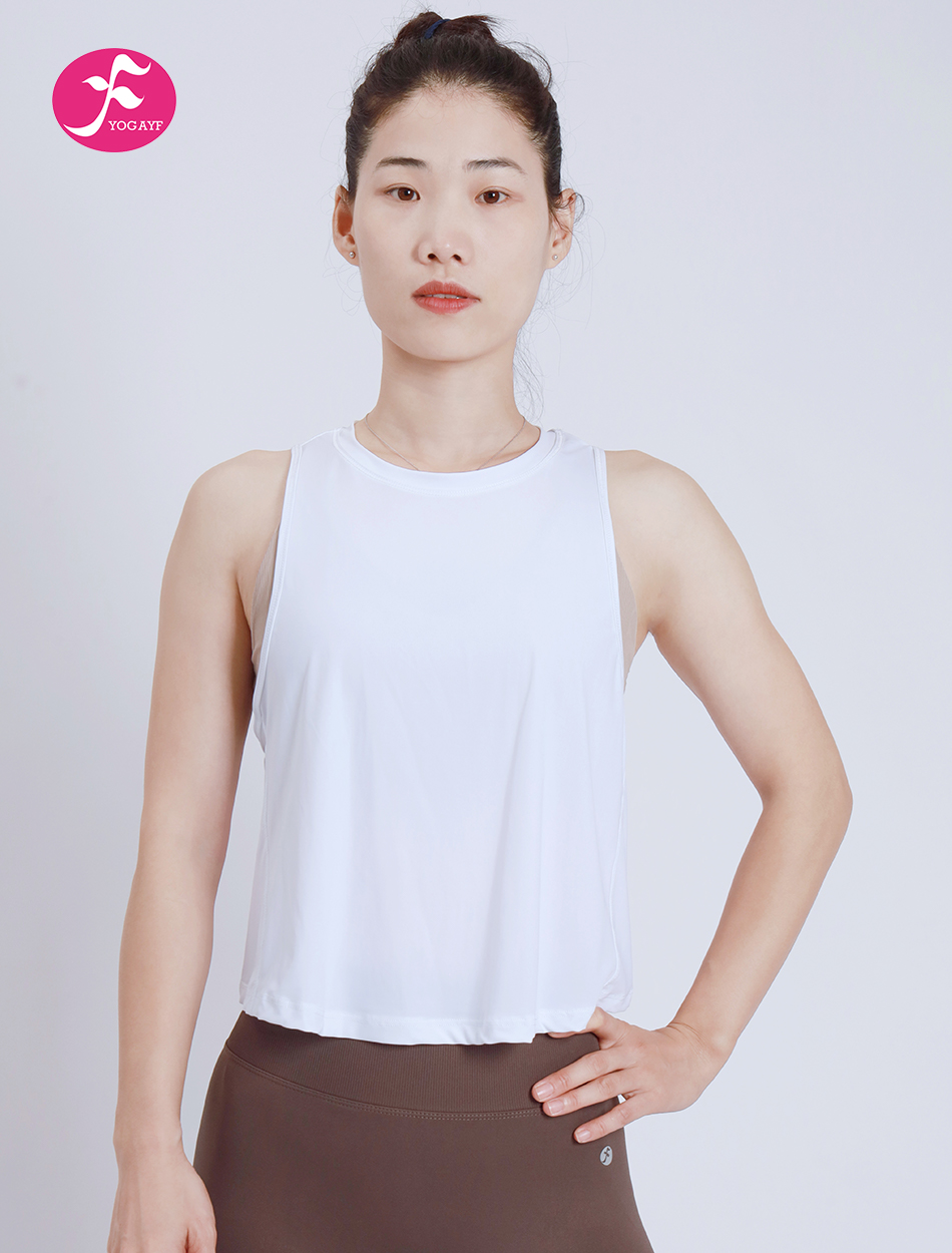 【SY157白色】夏季宽松无袖背心网纱透气瑜伽罩衫上衣促销专区