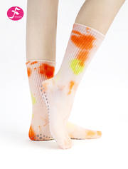 【荧光绿橙】扎染袜子中筒袜保暖防滑瑜伽袜