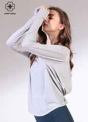 【Y916灰色】秋冬新款性感露背上衣瑜伽罩衫长袖