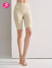 【KZ062】象牙白  无缝裸感螺纹高腰五分瑜伽裤
