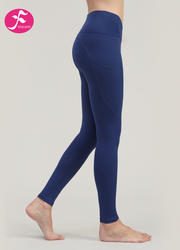 【KZ035藏青色】  V字侧口袋提臀版   5.0裸感面料瑜伽裤| 五代裤| 裸感裤