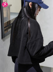 【ZBW016】秋冬加厚保暖立领卫衣双面摇粒绒外套    黑色