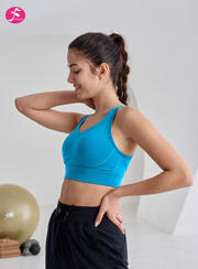 【SY289圣西尔蓝 】高强度运动一体式固定胸垫防震防下垂活动扣瑜伽BRA上衣