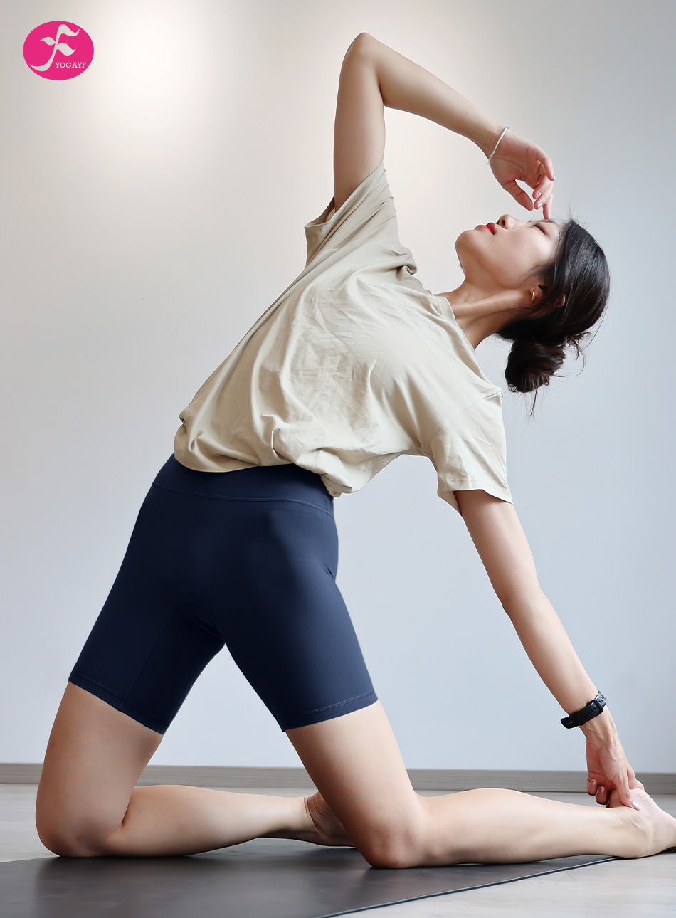 【KZ159海军蓝】夏季薄款裸感四分五分运动短裤瑜伽健身高腰弹力瑜伽裤