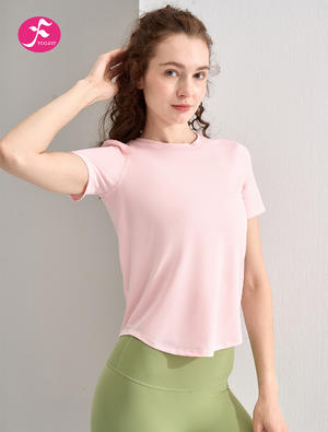 【SY147】瑜伽上衣女短袖瑜伽服T恤夏季凉感上衣 粉色促销专区