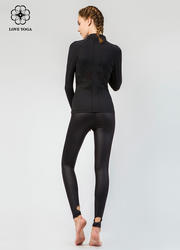 【W453】外套交叉网纱拼接，经典款黑色时尚保暖