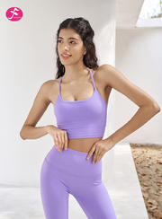 【J1339深紫色】短款带胸垫蝴蝶结美背瑜伽背心性感运动瑜伽套装