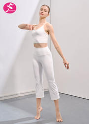 【J1308】细肩带瑜伽美背吊带套装 白色+白色