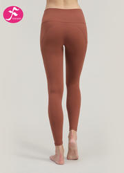 【KZ036栗色】  V字侧口袋提臀版   5.0裸感面料瑜伽裤| 五代裤| 裸感裤