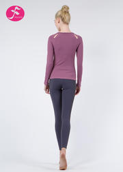 【J1061】 紫色+深灰 编织感套装长袖套装