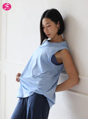 【SY324亚麻蓝】pima棉无袖T恤 