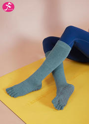 一梵秋冬中长款瑜伽袜分趾袜 蓝色