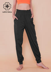 【K1109】love yoga 速干透气宽松束脚长裤 黑色