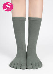 【WZ-JLS】军绿色| 瑜伽袜中筒五指分趾袜纯棉秋冬保暖纯色净色防滑  纯色款