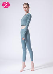 【J1134】一梵秋冬新款性感后背露腰健身运动瑜伽套装长袖套装