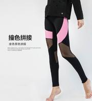 【K975】瑜伽裤 S/M 现货撞色兼网纱拼接 弹性修身