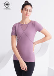 【Y1002】love yoga 美背短袖上衣 芋紫