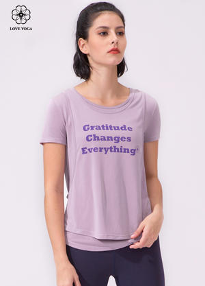 【Y989紫色】S/M/L现货  一梵logo丝印假两件罩衫上衣