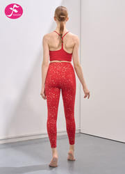 【J1309】细肩带瑜伽美背吊带春夏套装 红色+红色