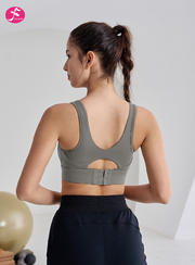 【SY285钛灰 】高强度运动一体式固定胸垫防震防下垂活动扣瑜伽BRA上衣 