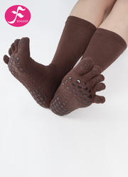 【WZ-SKS】深咖色| 瑜伽袜中筒五指分趾袜纯棉秋冬保暖纯色净色防滑  纯色款 
