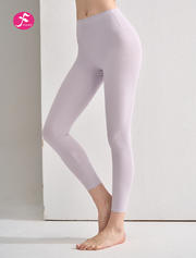 【KZ066】浅紫白  高腰提臀无痕螺纹瑜伽长裤