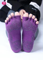 一梵专业防滑绑带瑜伽袜子 紫色