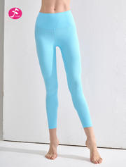 【KZ067】冷蓝色  高腰提臀无痕螺纹瑜伽长裤