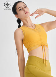 【Y1019】绑带随心设计时尚瑜伽服上衣 琥珀黄