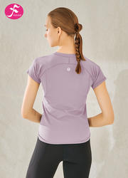 【SY013】瑜伽圆领短袖显瘦腰身 藤紫色