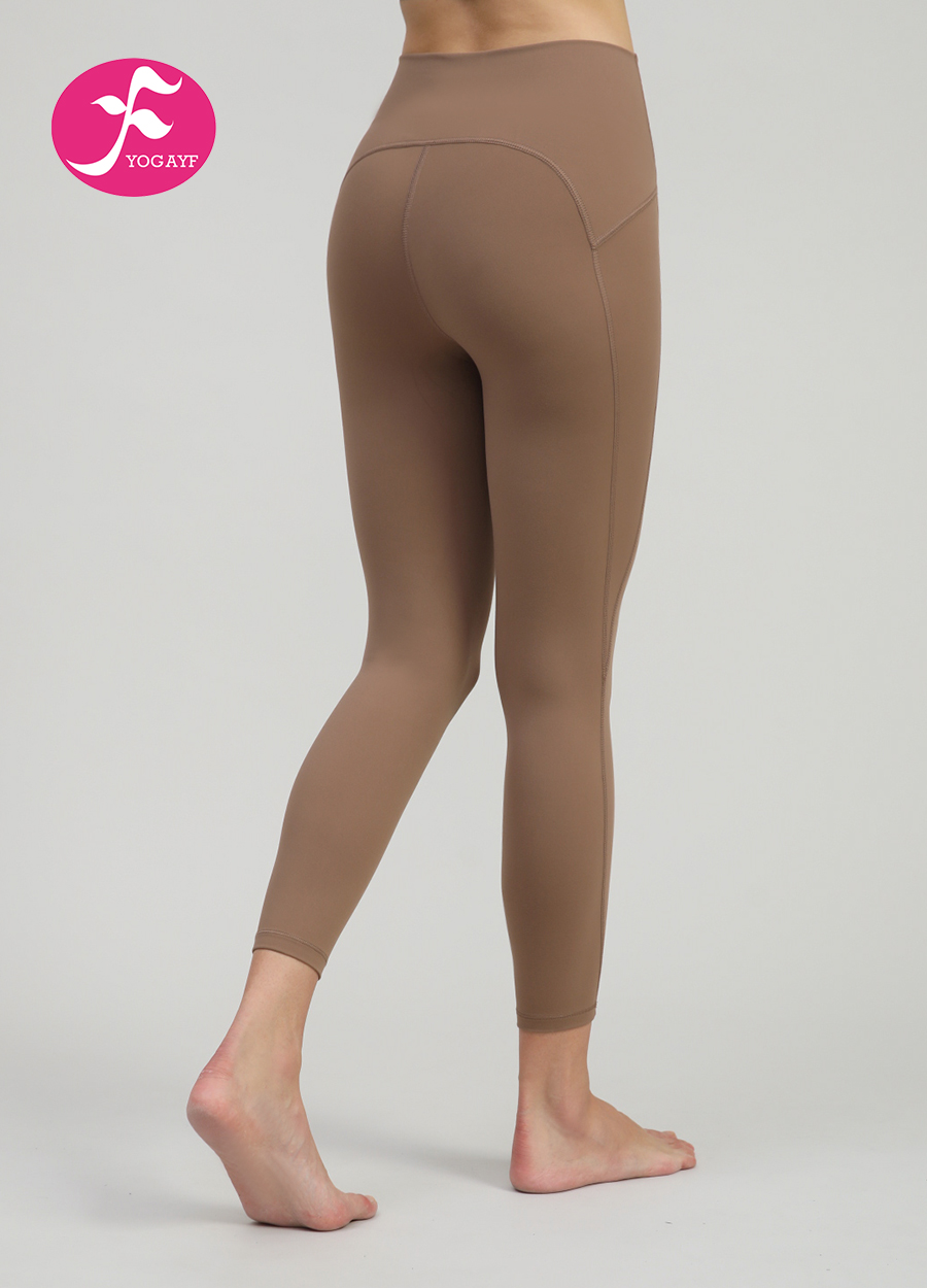 【KZ042卡其色】提臀版  5.0裸感面料瑜伽裤| 五代裤| 裸感裤 