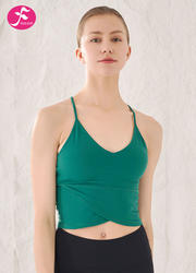 【SY035】瑜伽服细肩带交叉性感美背上衣 运动健身 绿色