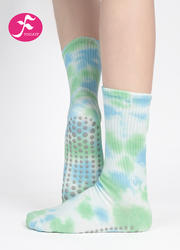 【MIC-MHL】梦幻绿| 专业防滑中筒袜全包瑜伽袜女扎染彩色个性时尚包趾袜 