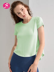 【SY110 】瑜伽罩衫后开叉透气排汗百搭上衣  奶油薄荷绿