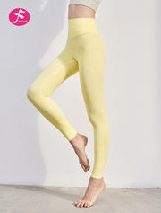 【KZ101黄油黄】无尺码缝线工艺提臀瑜伽裤裸感运动瑜伽裤