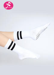 【DSWZW-BS】白色 |秋冬保暖纯棉中筒分趾五指瑜伽袜专业防滑硅胶双杠分趾款