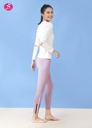 【J1208】创意手肘开口设计 白+风信紫长袖套装