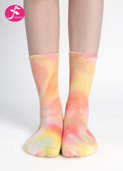 【MIC-MHFH】梦幻粉黄| 专业防滑中筒袜全包瑜伽袜女扎染彩色个性时尚包趾袜