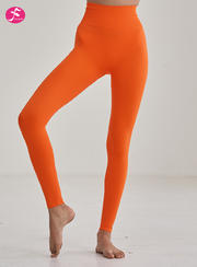 【MTLKCS】纯色弹力紧身高腰显臀蜜桃臀健身瑜伽裤美臀裤  橙红色