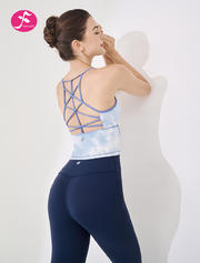 【SY151】瑜伽服细肩带交叉性感美背上衣扎染  运动健身 天晴蓝