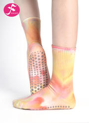 【MIC-MHFH】梦幻粉黄| 专业防滑中筒袜全包瑜伽袜女扎染彩色个性时尚包趾袜 